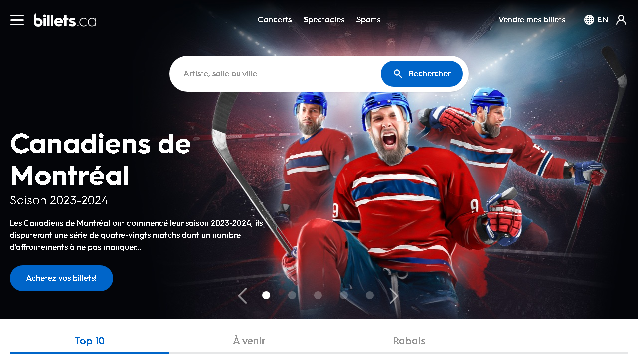 Capture d'écran de http://www.billets.ca